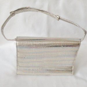J. Renee Silver Metallic Pastel Stripe Bag